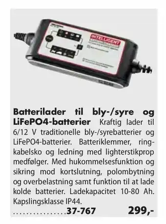 Biltema Batterilader til bly-/syre og LiFePO4-batterier tilbud