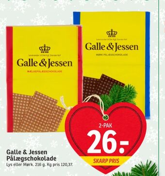SPAR Galle & jessen pålægschokolade mælk tilbud