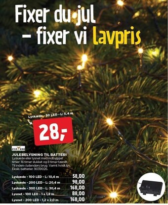 jem & fix Julebelysning til batteri tilbud
