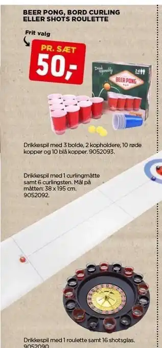 jem & fix Beer pong, bord curling el. shots roulette tilbud