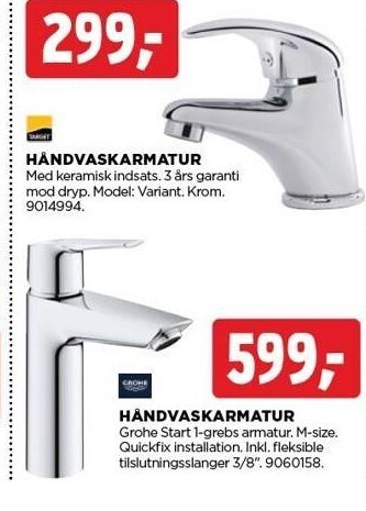 jem & fix Håndvaskarmatur tilbud