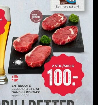 MENY Entrecote eller rib eye af dansk kødkvæg tilbud