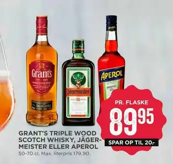 MENY Grant's triple wood scotch whisky, jäger­meister eller aperol tilbud