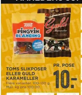 MENY Toms slik poser eller guld karameller tilbud