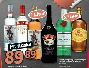 Fakta Tyskland Baileys, Tanqueray, Captain Morgan, Pampero Especial el. Smirnoff tilbud
