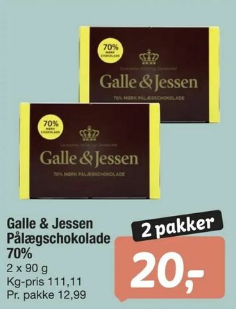 Fakta Tyskland Galle & Jessen Pålægschokolade 70% tilbud