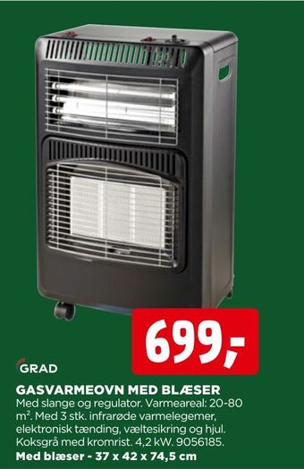 Gasvarmeovn med blæser