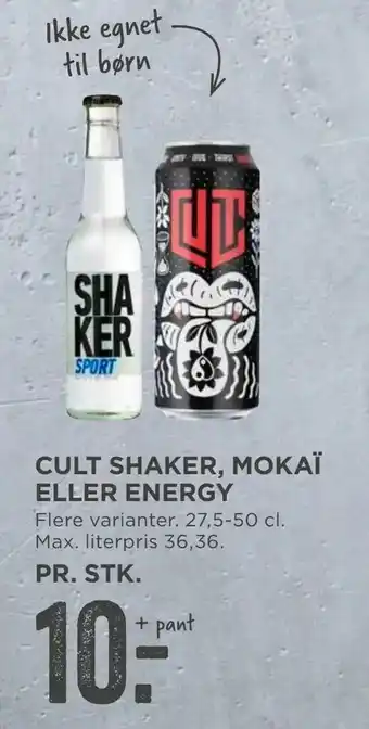 MENY Cult shaker, mokaï eller energy tilbud
