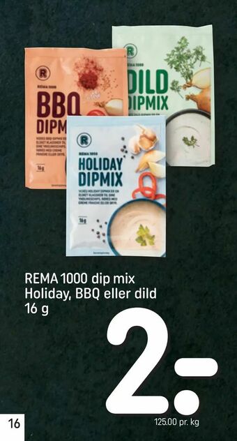REMA 1000 dip mix Holiday, BBQ eller dild