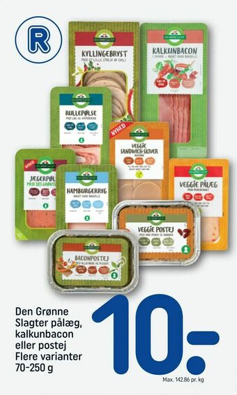REMA 1000 Den Grønne Slagter pålæg, kalkunbacon eller postej tilbud