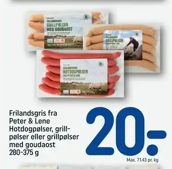 REMA 1000 Frilandsgris fra Peter & Lene Hotdogpølser, grill pølser eller grillpølser med goudaost tilbud