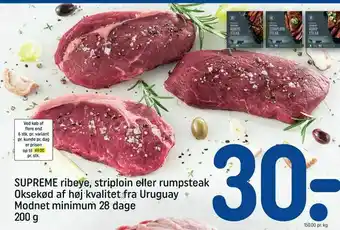 REMA 1000 SUPREME ribeye, striploin eller rumpsteak tilbud
