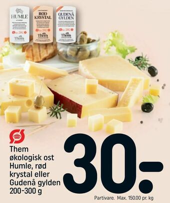 Them økologisk ost Humle, rød krystal eller Gudenå gylden
