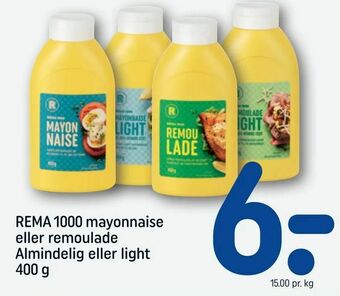 REMA 1000 mayonnaise eller remoulade Almindelig eller light