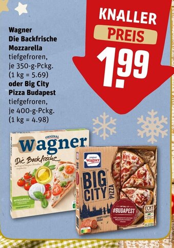 REWE DE Wagner Die Backfrische Mozzarella oder Big City Pizza Budapest tilbud