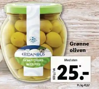 Lidl Grønne Oliven 600 g tilbud
