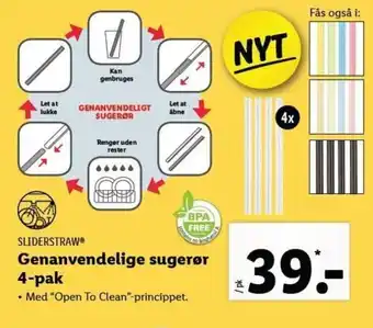 Lidl Genanvendelige Sugerør 4-Pak tilbud