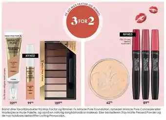 Matas 3 for 2 på alt max factor og rimmel tilbud