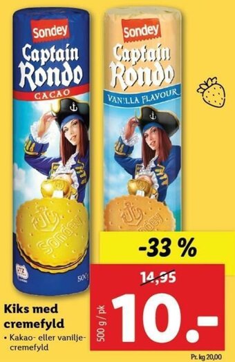 Lidl Kiks Med Cremefyld 500g tilbud