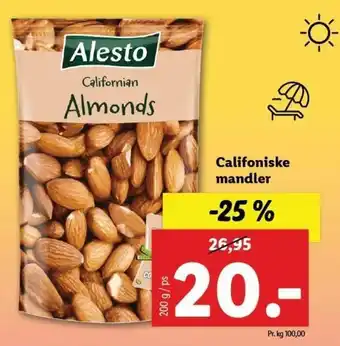 Lidl Californiske Mandler 200g tilbud
