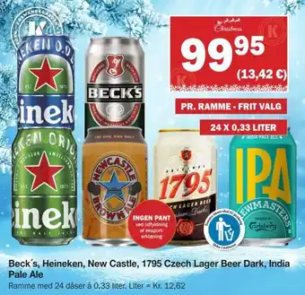 Købmandsgården Beck's, heineken, new castle, 1795 czech lager beer dark, india pale ale tilbud