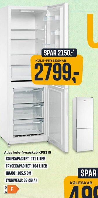 Skousen Atlas Køle-Fryseskab KFS315 tilbud