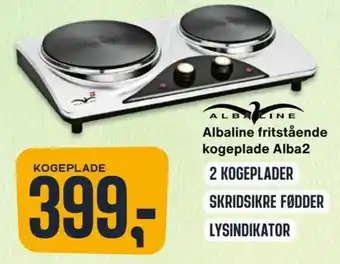 Skousen Albaline Fritstående Kogeplade Alba 2 tilbud