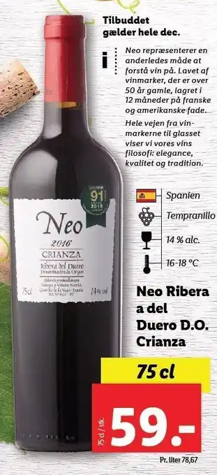 Lidl Neo bibera a del duero d.o. crianza tilbud