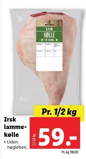 Lidl Irsk lammekølle tilbud
