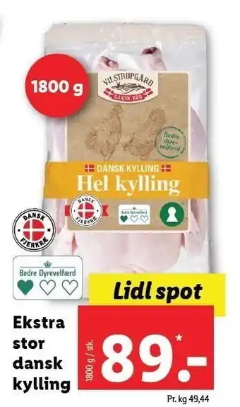 Lidl Ekstra stor dansk kylling tilbud