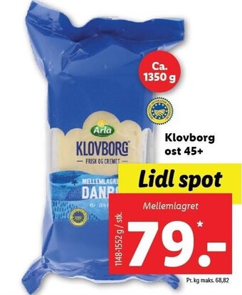 Lidl Klovborg ost 45+ tilbud