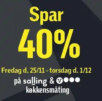 Føtex Spar 40% på salling køkkensmåting tilbud