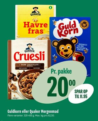 Min Købmand Guldkorn eller Quaker Morgenmad tilbud