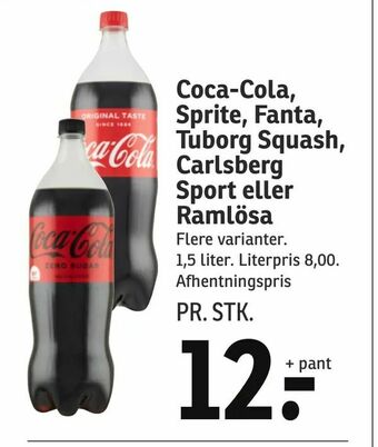 SPAR Coca-Cola, Sprite, Fanta, Tuborg Squash, Carlsberg Sport eller Ramlösa tilbud