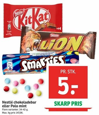 SPAR Nestlé chokoladebar eller Polo mint tilbud