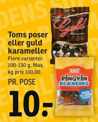SPAR Toms poser eller guld karameller tilbud