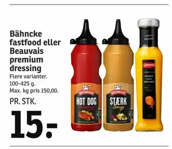 SPAR Bähncke fastfood eller Beauvais premium dressing tilbud
