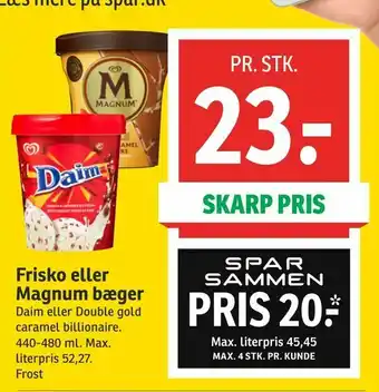 SPAR Frisko eller Magnum bæger tilbud