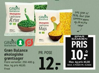 SPAR Grøn Balance økologiske grøntsager tilbud