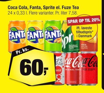 Calle Coca cola, fanta, sprite el. fuze tea tilbud