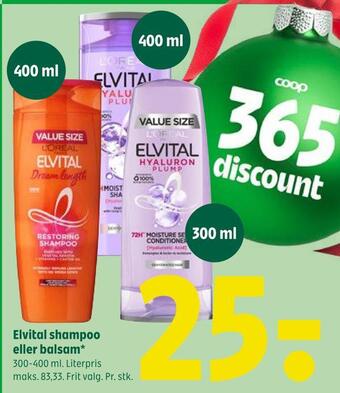Coop 365 Elvital shampoo eller balsam tilbud