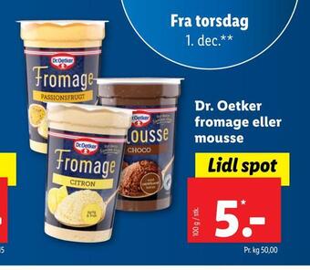 Lidl Dr. oetker fromage eller mousse tilbud