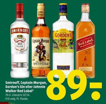 Coop 365 Smirnoff, captain morgan, gordon's gin eller johnnie walker red label tilbud