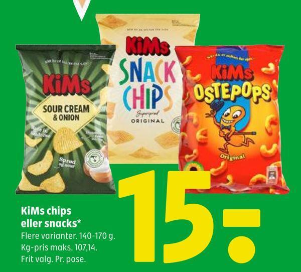 Kims chips eller snacks tilbud hos Coop 365