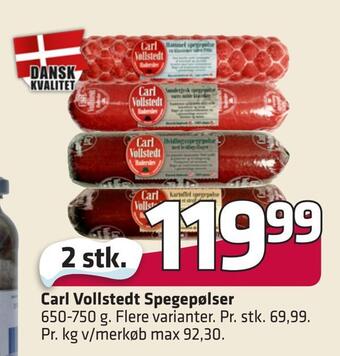 Fleggaard Carl vollstedt spegepølser tilbud