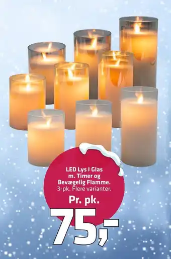 Fleggaard Led lys i glas m. timer og bevægelig flamme tilbud