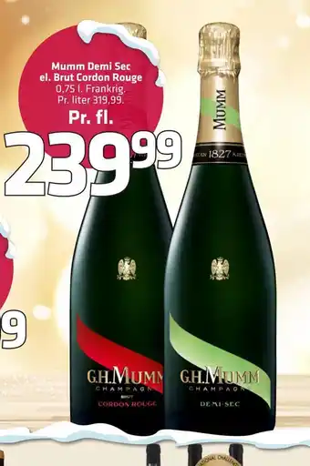Fleggaard Mumm demi sec el. brut cordon rouge tilbud