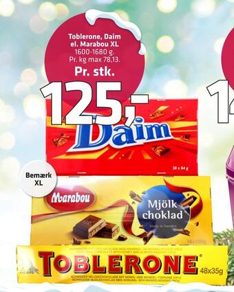 Fleggaard Toblerone, daim el. marabou xl tilbud