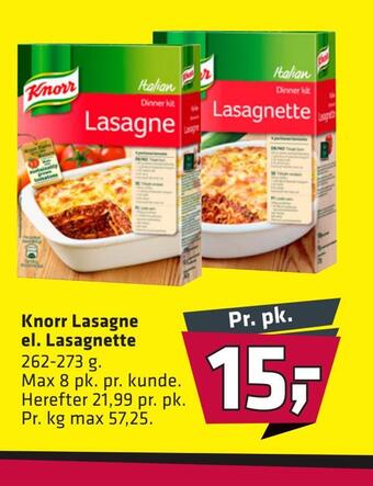 Fleggaard Knorr lasagne el. lasagnette tilbud