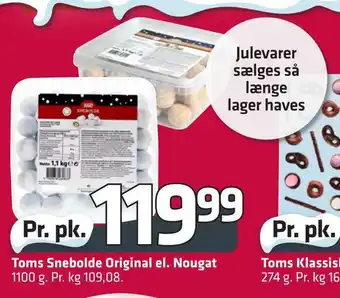 Fleggaard Toms snebolde original el. nougat tilbud